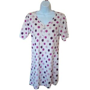 ---  Short Sleeve Pink White Polka Dot Nightgown Nightie  Fits size Small